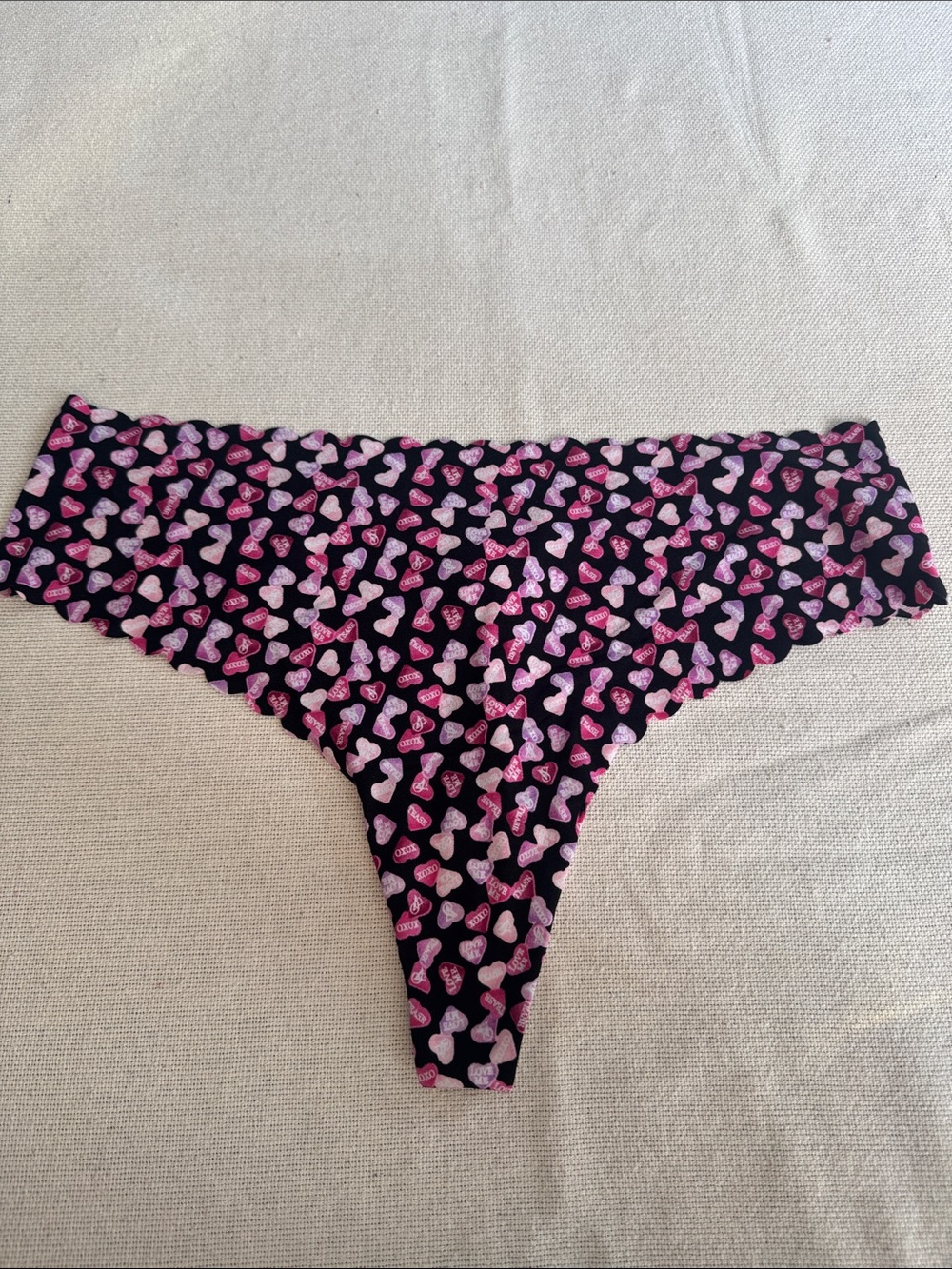 Victoria’s Secret Sweetheart Thong Panty with Pink & Light Pink Heart Print